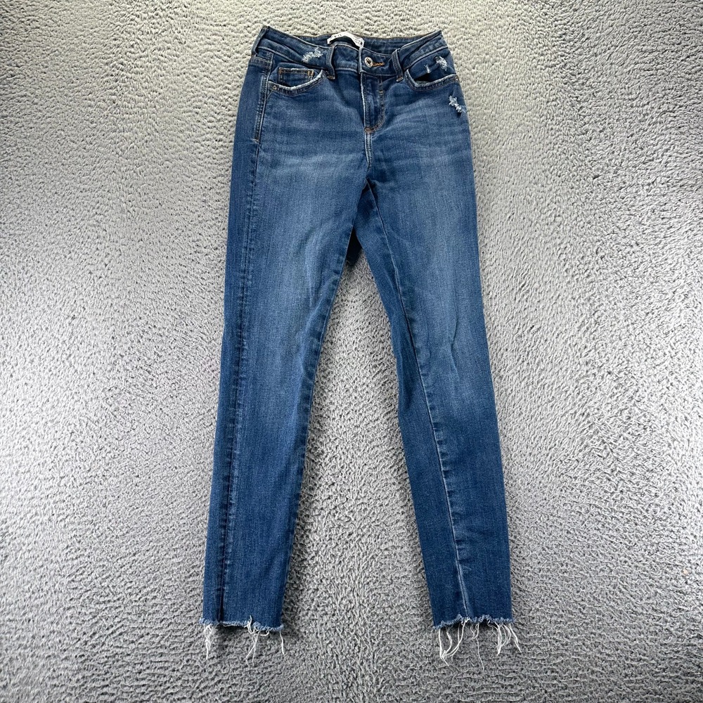 Zara Jeans Womens 4 Blue Cotton Denim Skinny Leg Casual Raw Hem Workwear Outdoor